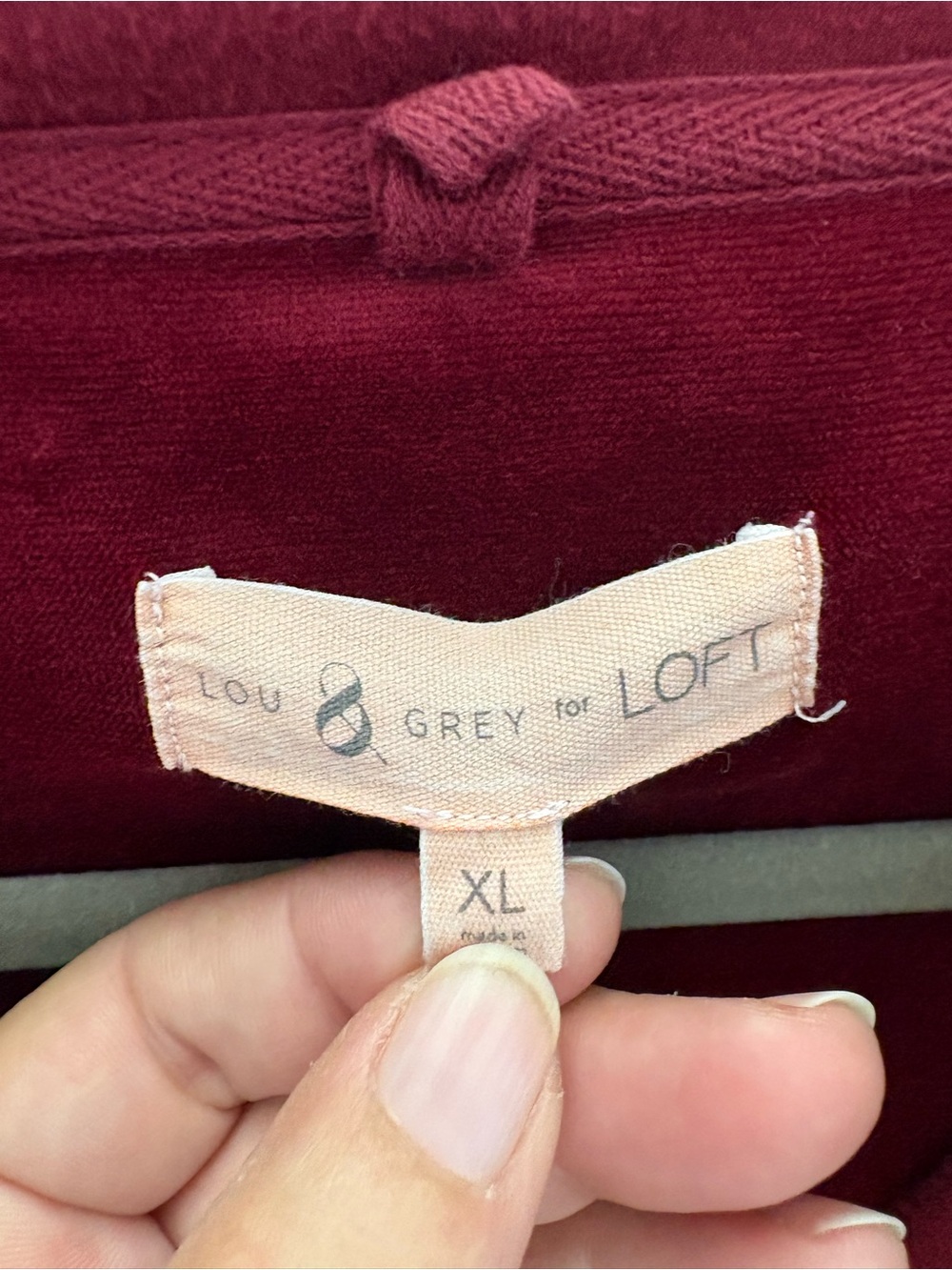 Loft Red Velour Hoodie Sweatshirt XL - Picture 2 of 4